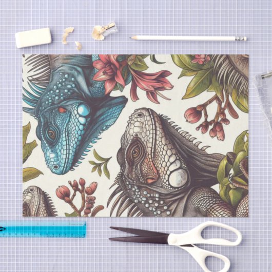  Iguana naadloos schilderen Tissuepapier (Craft)