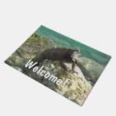 Iguana op de Rocks in St. Thomas Deurmat (Schuin)