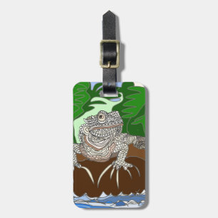 Iguana op een rots bagagelabel