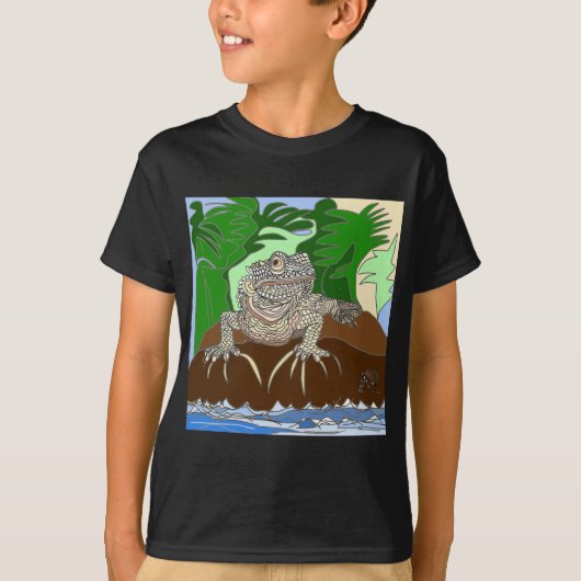 Iguana op een rots t-shirt (Voorkant)