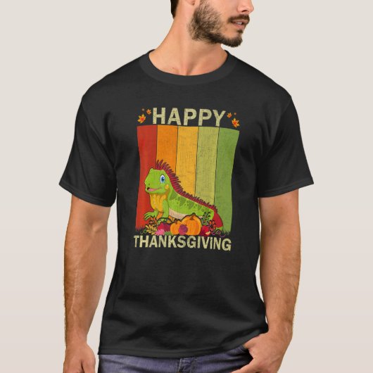 Iguana Retro Graphic Family Matching Thanksgiving T-shirt (Voorkant)