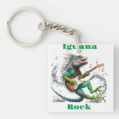 Iguana Rockstar in een kleurrijke muziek Burst Sleutelhanger (Voorkant)