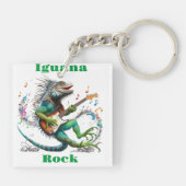Iguana Rockstar in een kleurrijke muziek Burst Sleutelhanger (Achterkant)