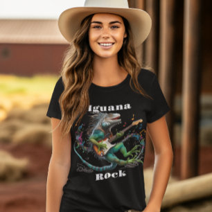 Iguana Rockstar in een kleurrijke muziek Burst T-shirt