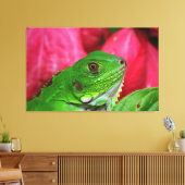 Iguana - roze en groen canvas afdruk (Insitu (Woonkamer))