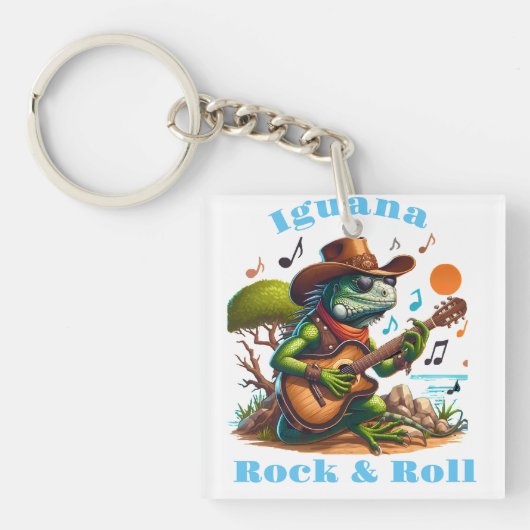 Iguana Serenading Swamp Dweller Rock & Roll Sleutelhanger (Voorkant)