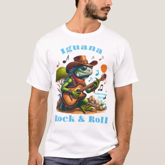 Iguana Serenading Swamp Dweller Rock & Roll T-shirt (Voorkant)