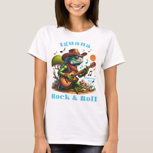 Iguana Serenading Swamp Dweller Rock & Roll T-shirt (Voorkant)