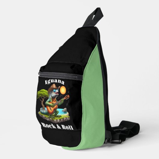 Iguana Serenading Swamp Dweller Rock Sling Bag (Rechterhoek)
