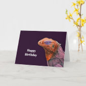 Iguana Sinaasappel Foto Birthday Kaart (Gele Bloem)