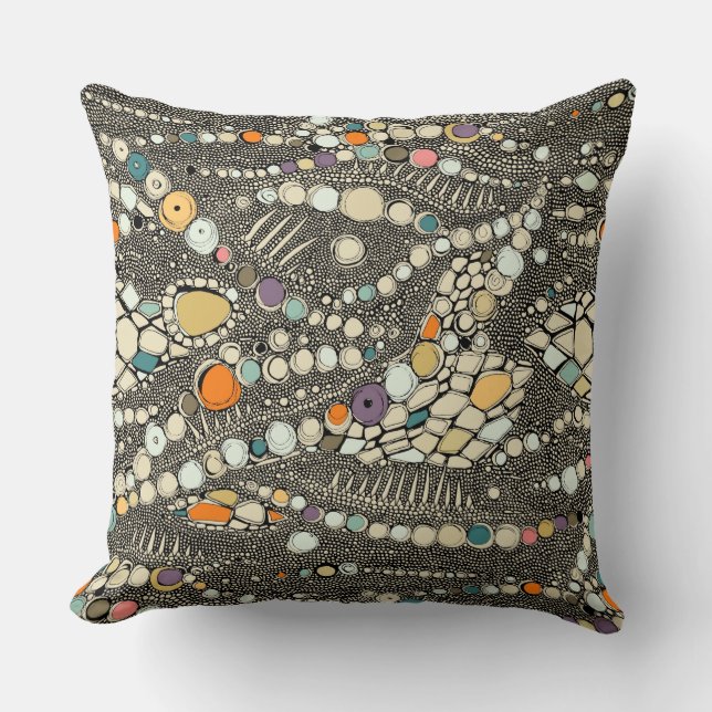 iguana skin black pop kussen (Voorkant)