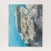 Iguana Sunbathing on Beach Rock Legpuzzel (Verticaal)