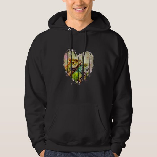 Iguana Valentine's Day Couples Cute Lizard Reptile Hoodie (Voorkant)