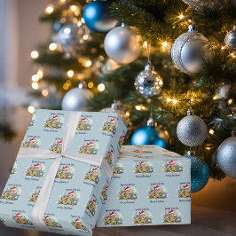 Iguana Wens je een vrolijk kerstblauw Cadeaupapier