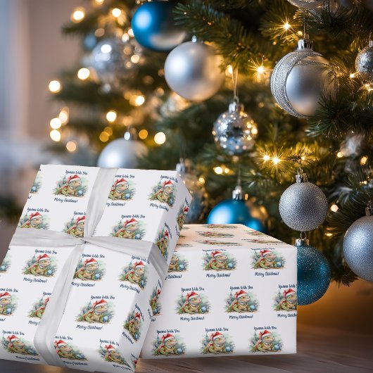 Iguana Wens je een vrolijk kerstwit Cadeaupapier