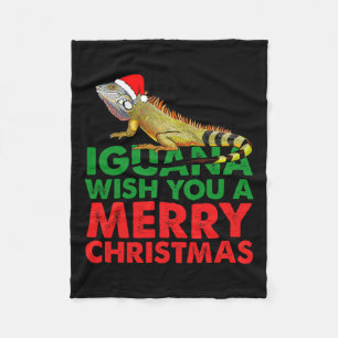 Iguana Wens je een vrolijke kerst Grappige Iguana Fleece Deken