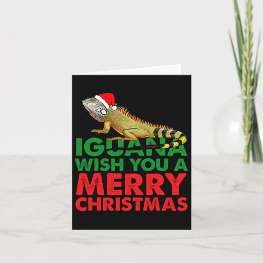 Iguana Wens je een vrolijke kerst Grappige Iguana Kaart (Voorkant)