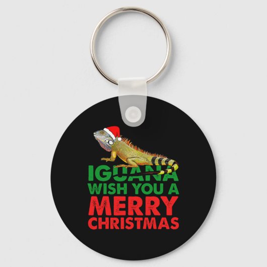 Iguana Wens je een vrolijke kerst Grappige Iguana Sleutelhanger (Voorkant)