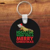 Iguana Wens je een vrolijke kerst Grappige Iguana Sleutelhanger (Voorkant)
