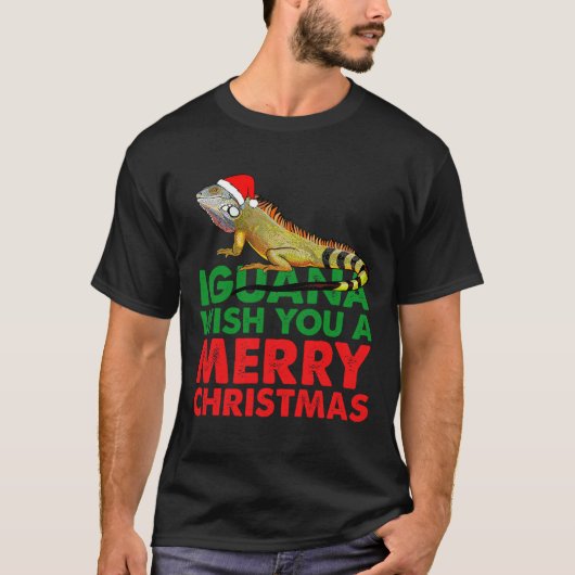 Iguana Wens je een vrolijke kerst Grappige Iguana T-shirt (Voorkant)