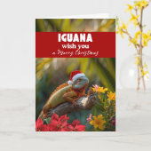 Iguana Wenst Je een Prettig Kerstfeest Kaart (Gele Bloem)