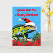 Iguana wenst u een vrolijk kerstfeest kaart (Gele Bloem)
