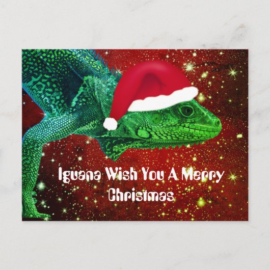 Iguana wil je een prettige kerst toewensen briefkaart (Voorkant)