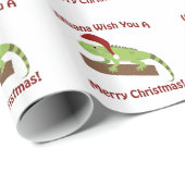 Iguana wil je een prettige kerst toewensen cadeaupapier (Rol Hoek)