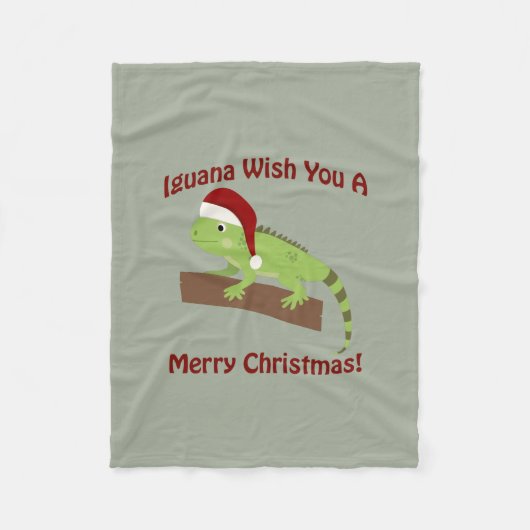 Iguana wil je een prettige kerst toewensen fleece deken (Voorkant)
