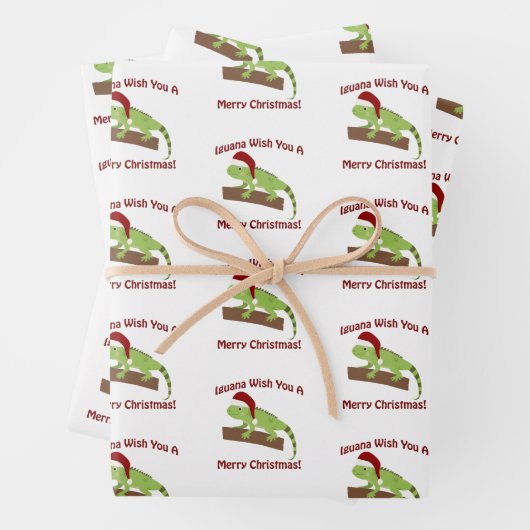 Iguana wil je een prettige kerst toewensen inpakpapier vel (In situ)