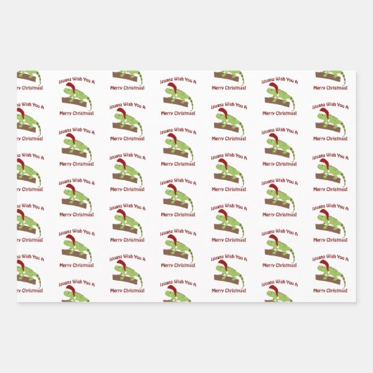 Iguana wil je een prettige kerst toewensen inpakpapier vel (Voorkant)