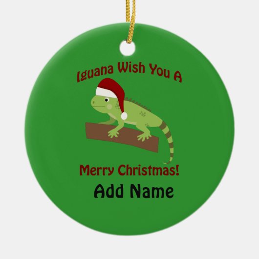 Iguana wil je een prettige kerst toewensen keramisch ornament (Voorkant)