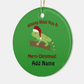 Iguana wil je een prettige kerst toewensen keramisch ornament (Links)