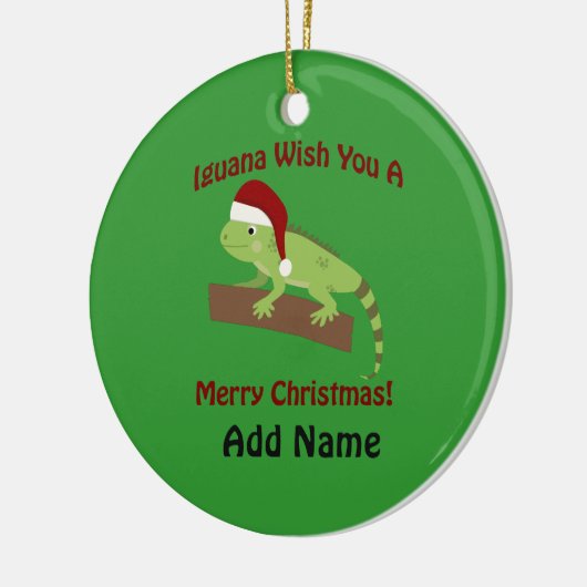 Iguana wil je een prettige kerst toewensen keramisch ornament (Links)