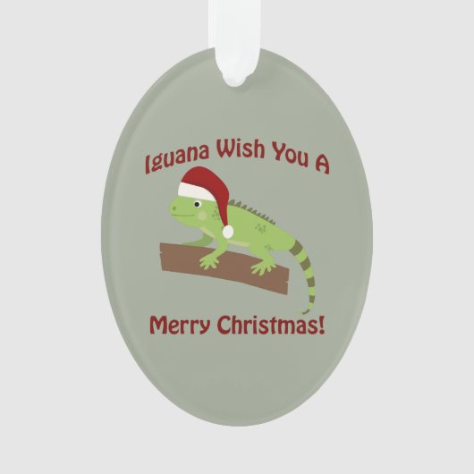 Iguana wil je een prettige kerst toewensen ornament (voorkant)