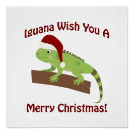 Iguana wil je een prettige kerst toewensen poster