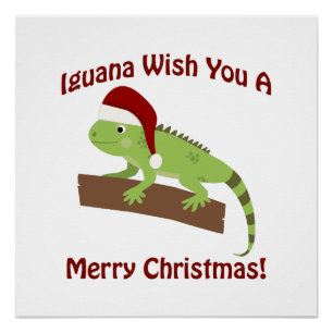 Iguana wil je een prettige kerst toewensen poster