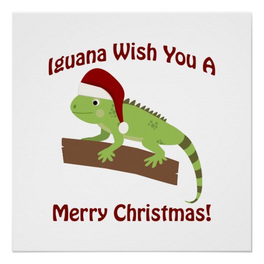 Iguana wil je een prettige kerst toewensen poster (Voorkant)