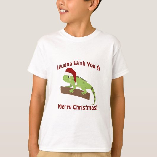 Iguana wil je een prettige kerst toewensen t-shirt (Voorkant)