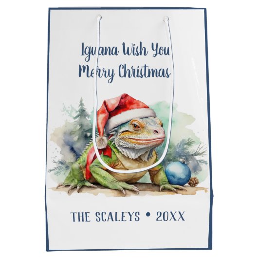 Iguana Wish je een prettige kerst Medium Cadeauzakje (Achterkant)