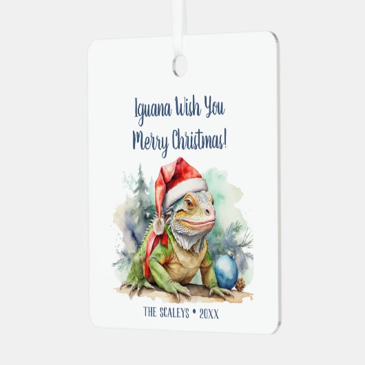 Iguana Wish je een prettige kerst Metalen Ornament (Voorkant links)