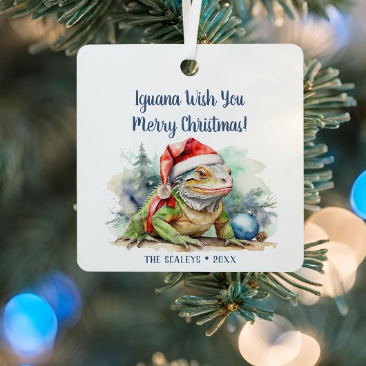 Iguana Wish je een prettige kerst Metalen Ornament