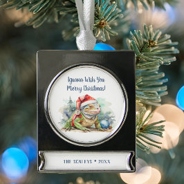 Iguana Wish je een prettige kerst Verzilverd Banner Ornament