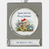 Iguana Wish je een prettige kerst Verzilverd Banner Ornament (Voorkant)