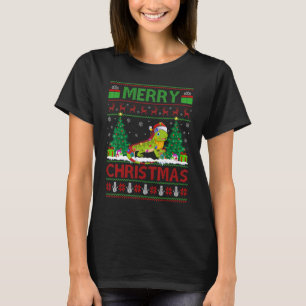 Iguana Xmas Tree Lights Ugly Santa Iguana Christus T-shirt