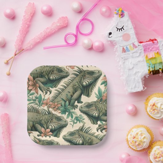  Iguanapatroon Papieren Bordje (Feest)