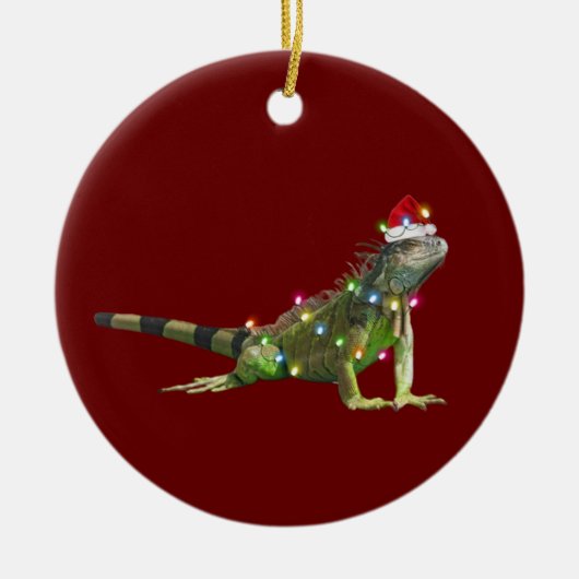 Iguanas met Petten kerst Keramisch Ornament (Voorkant)