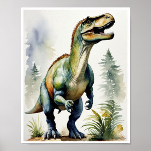 Iguanodon Dinosaurus Waterverf Schilderen Wandkuns Poster