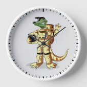 Iguanodon gekleed in een kosmonautenruimtepak. (Voorkant)