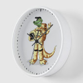 Iguanodon gekleed in een kosmonautenruimtepak. (Hoek)